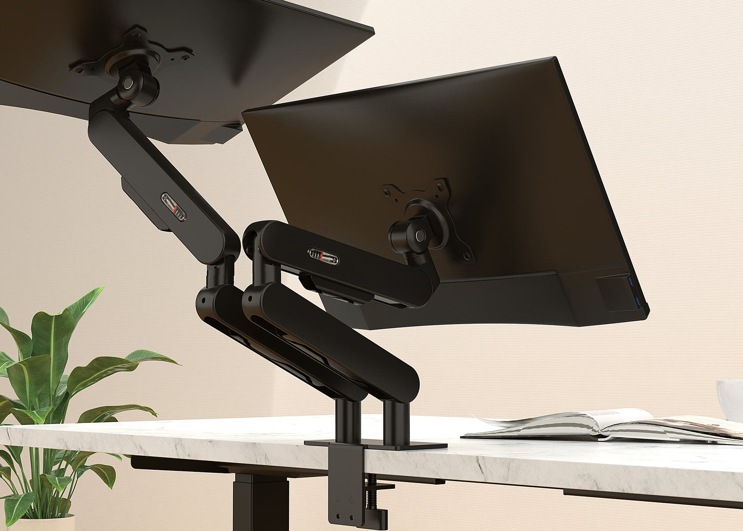 Swivel Dual Monitor Stand - Adjustable Desk Mount for 17"-34" Screens