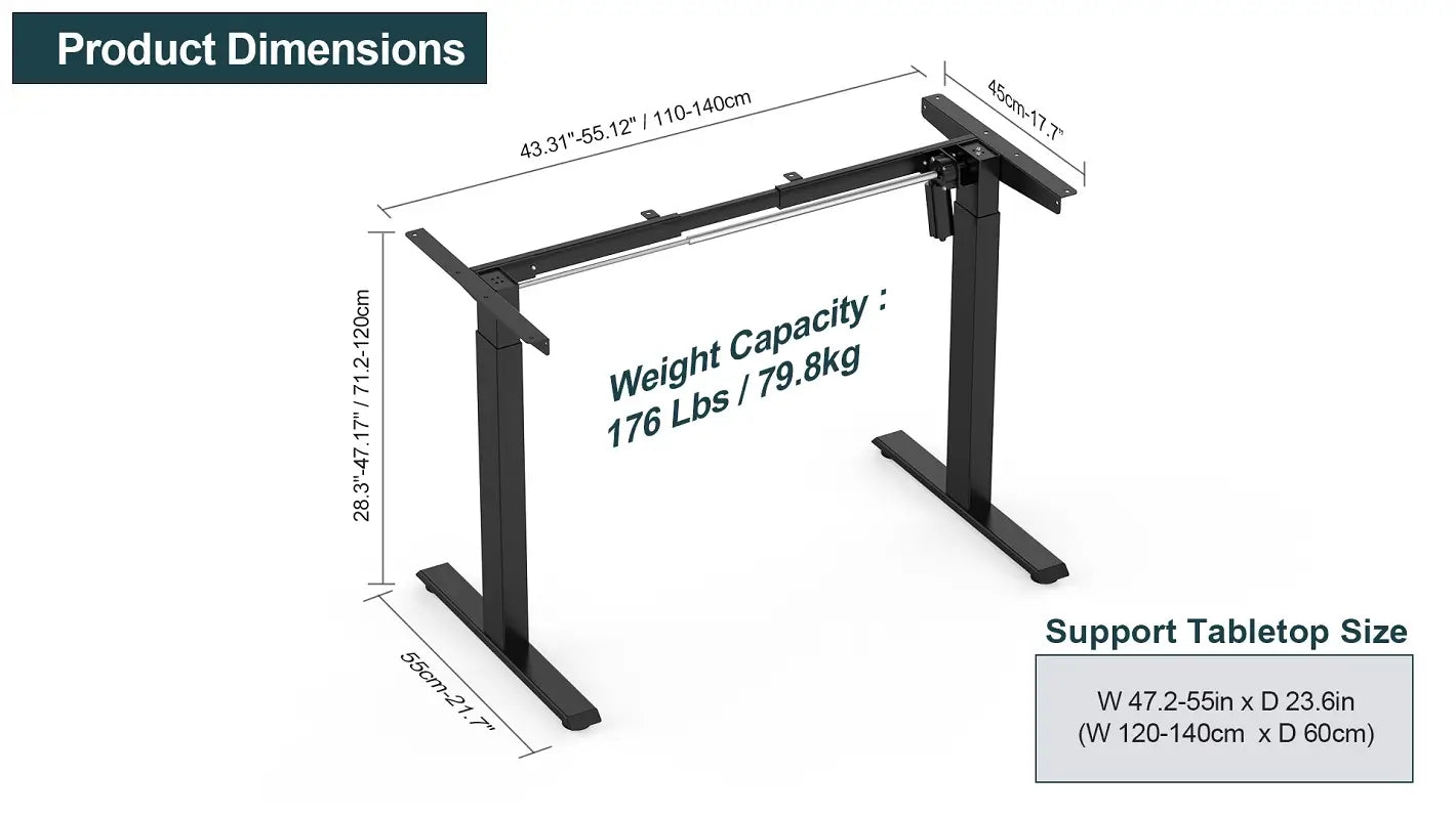 Electric Adjustable Height Desk Frame