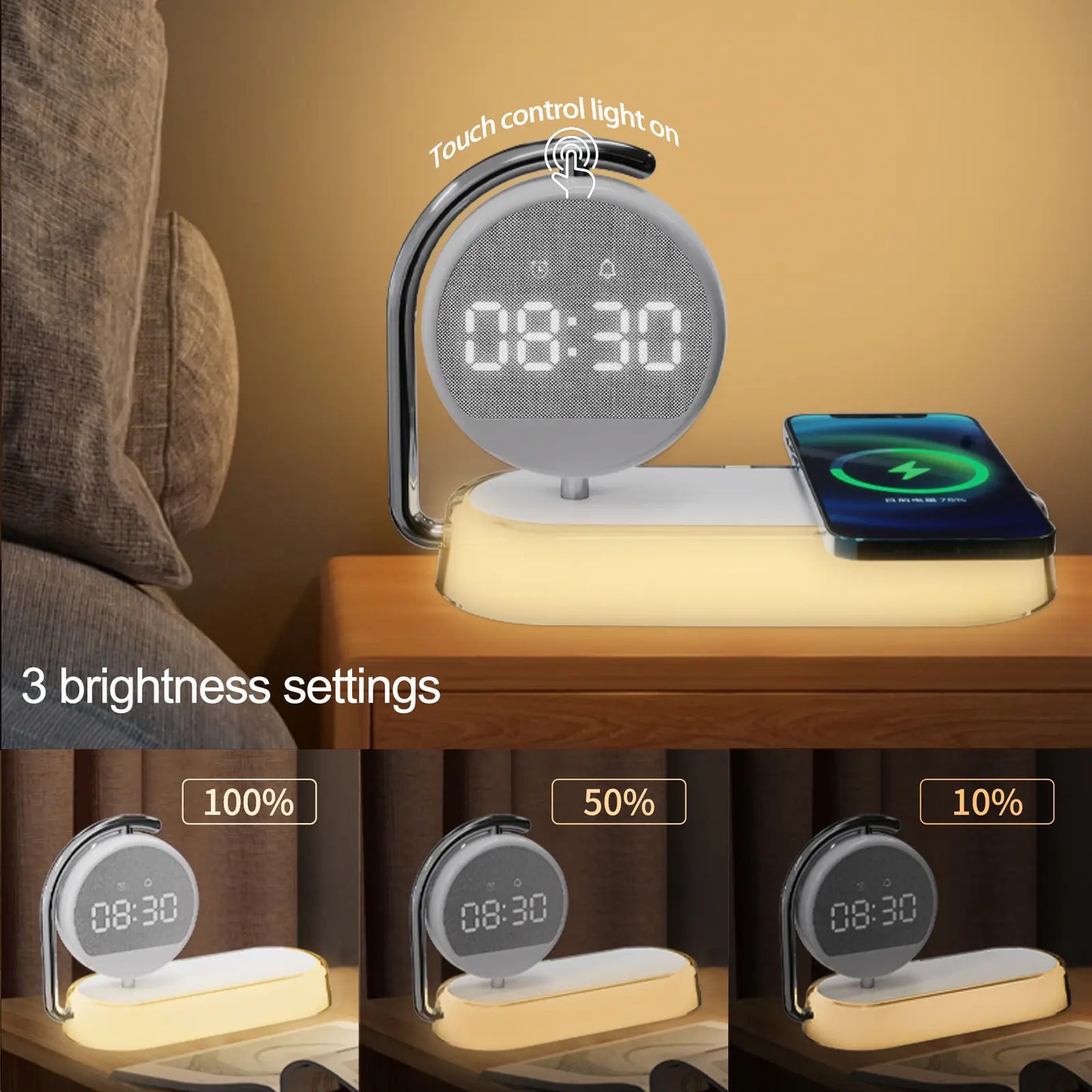 15W Portable LED Clock Wireless Charger