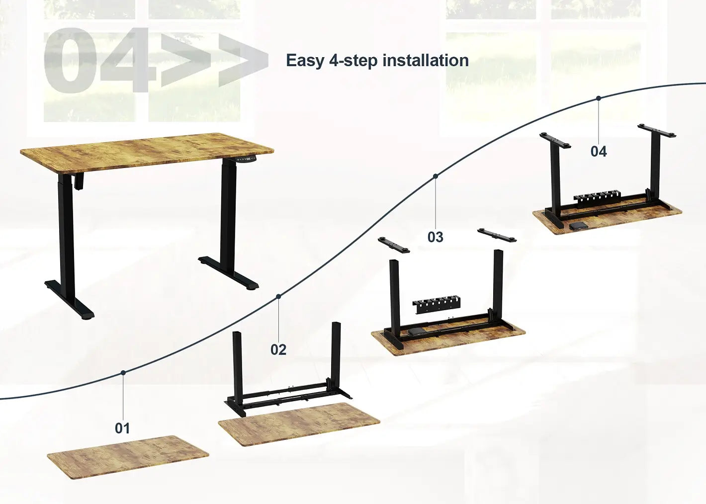 Electric Adjustable Height Desk Frame